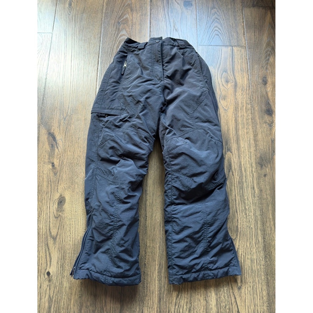 LL Bean Kids Black Insulated Snow Pants Winter Ski Trousers Size 10 ODAT6